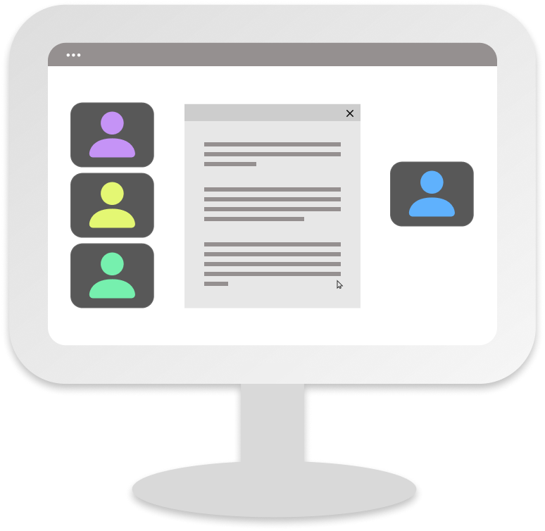 An illustration of an online meeting inside a computer mockup