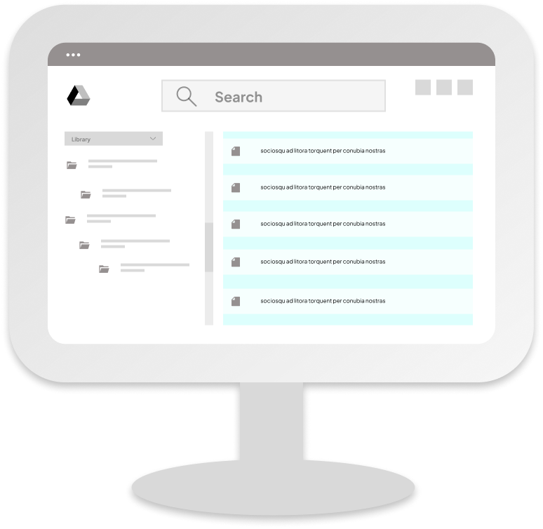 An illustration of a google drive page inside a computer mockup