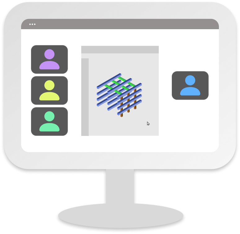 An illustration of an online meeting inside a computer mockup