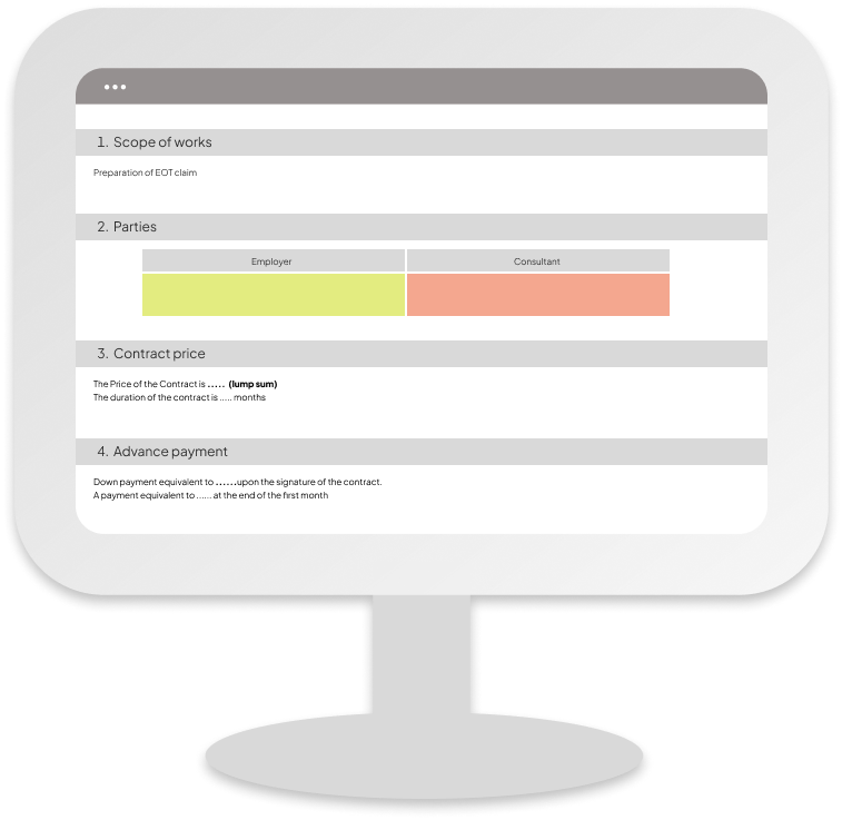 A contract inside a computer mockup