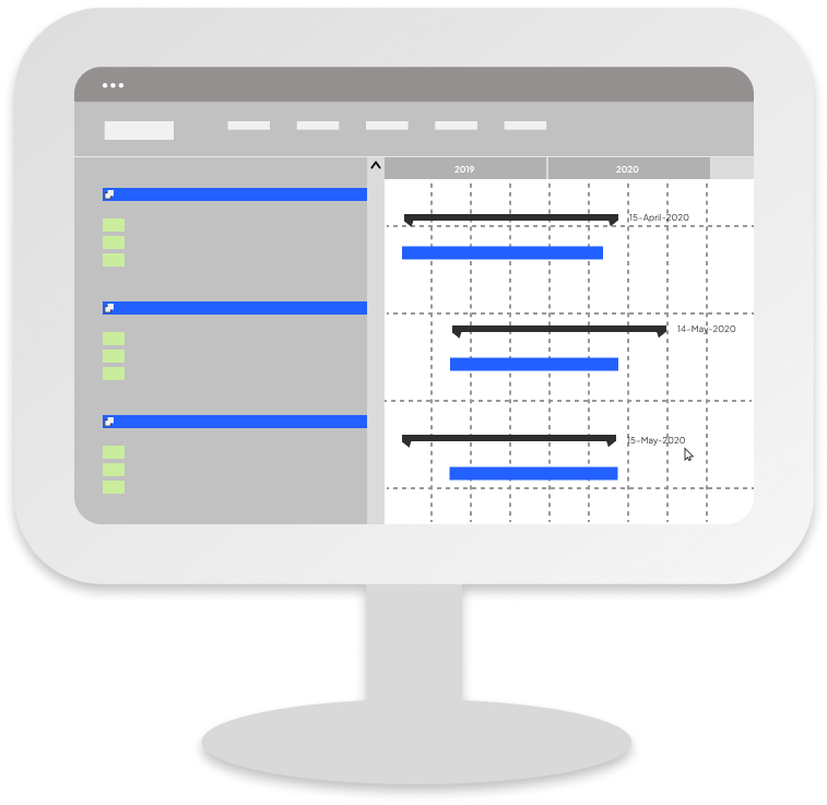 An illustration of a planning software inside a computer mockup