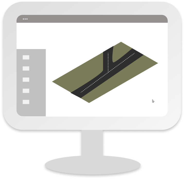 An illustration of a transportation software inside a computer mockup